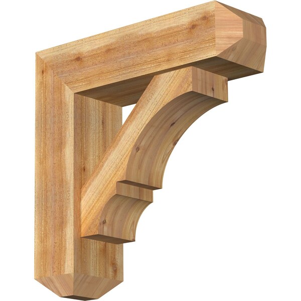 Ekena Millwork Balboa Craftsman Rough Sawn Bracket w/ Offset Brace, Western Red Cedar, 8"W x 28"D x 28"H BKT0806X28X28BOA04RWR - main